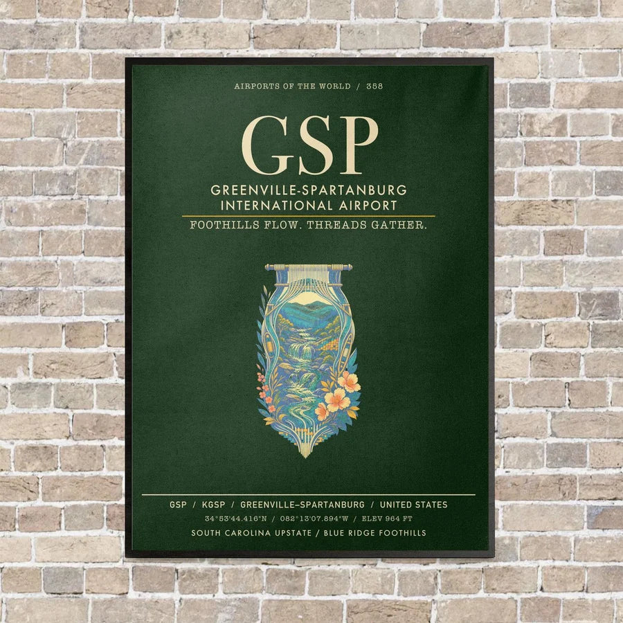 Greenville-Spartanburg International Airport GSP - Canvas Framed - Dark Green