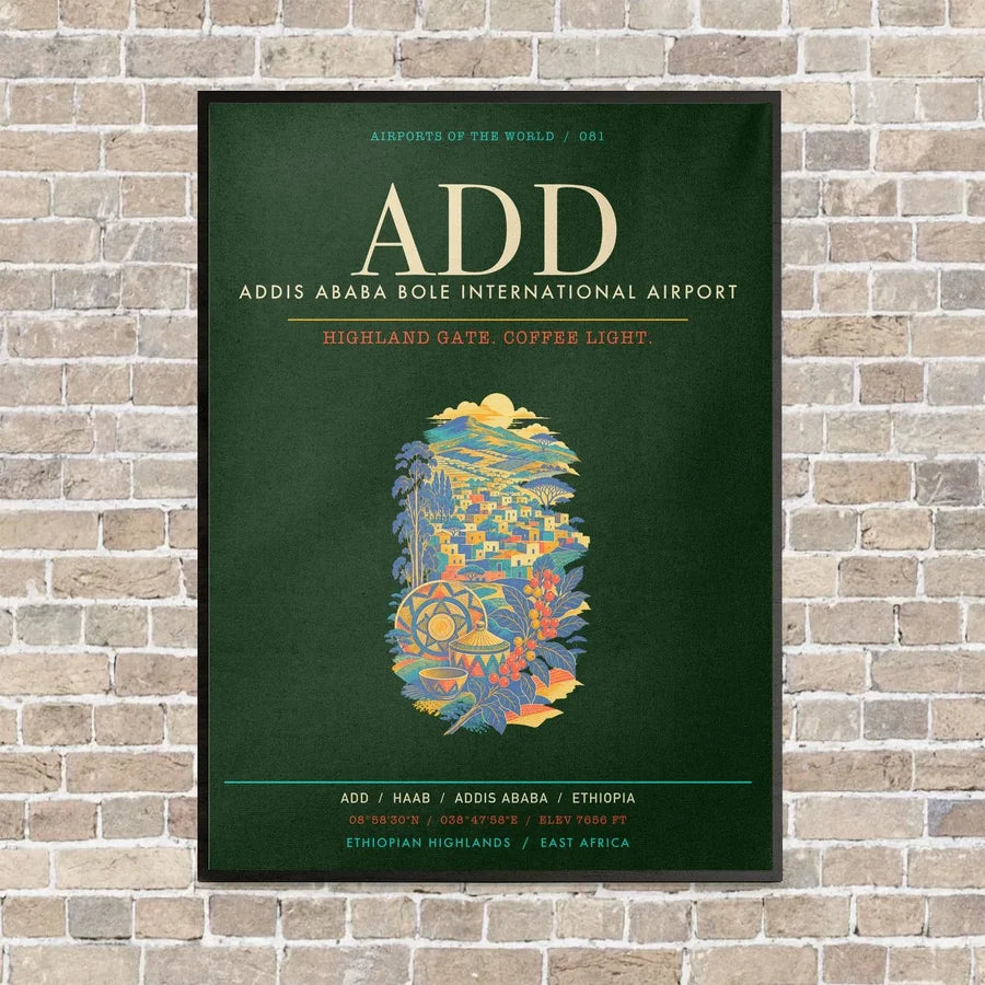Addis Ababa Bole International Airport ADD - Canvas Framed - Dark Green