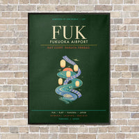 Thumbnail for Fukuoka Airport FUK - Canvas Framed - Dark Green