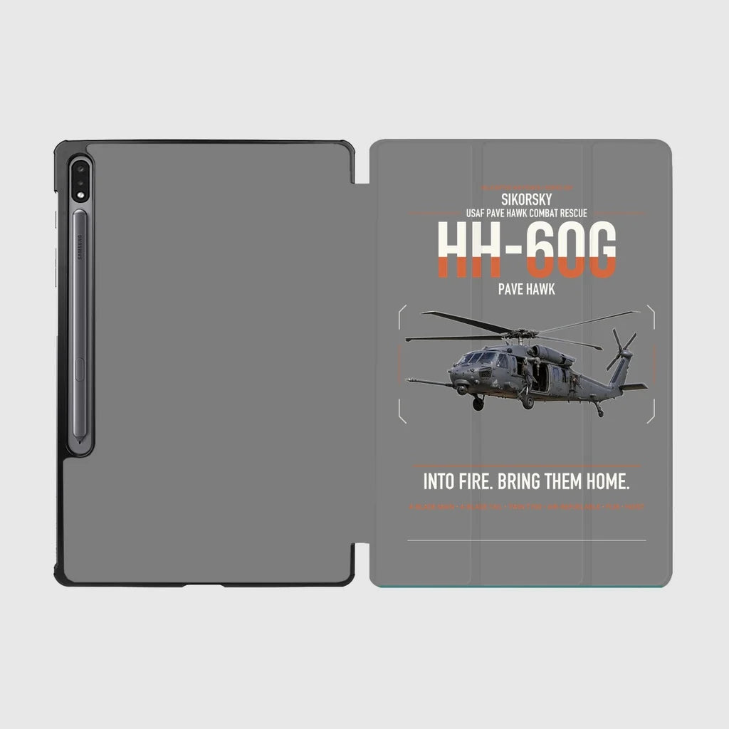 Sikorsky HH-60G Pave Hawk design on gray samsung tablet tablet case