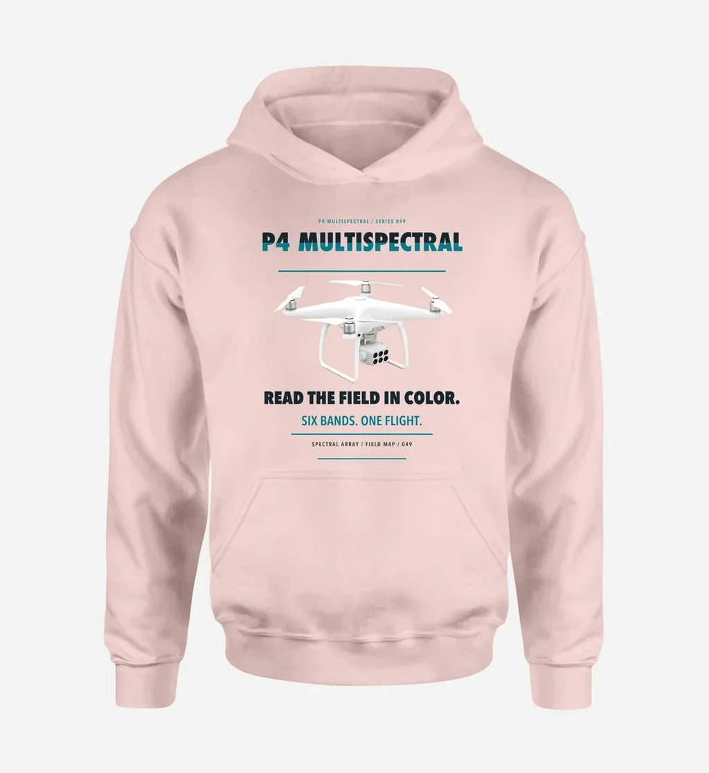 DJI P4 Multispectral design on pink hoodie single side