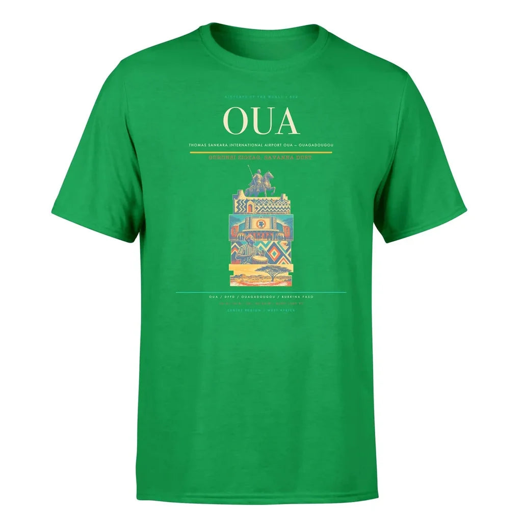 Thomas Sankara International Airport (OUA) T-Shirt single-side front print in Green | thomas-sankara-international-airport-oua-double-side-t-shirt