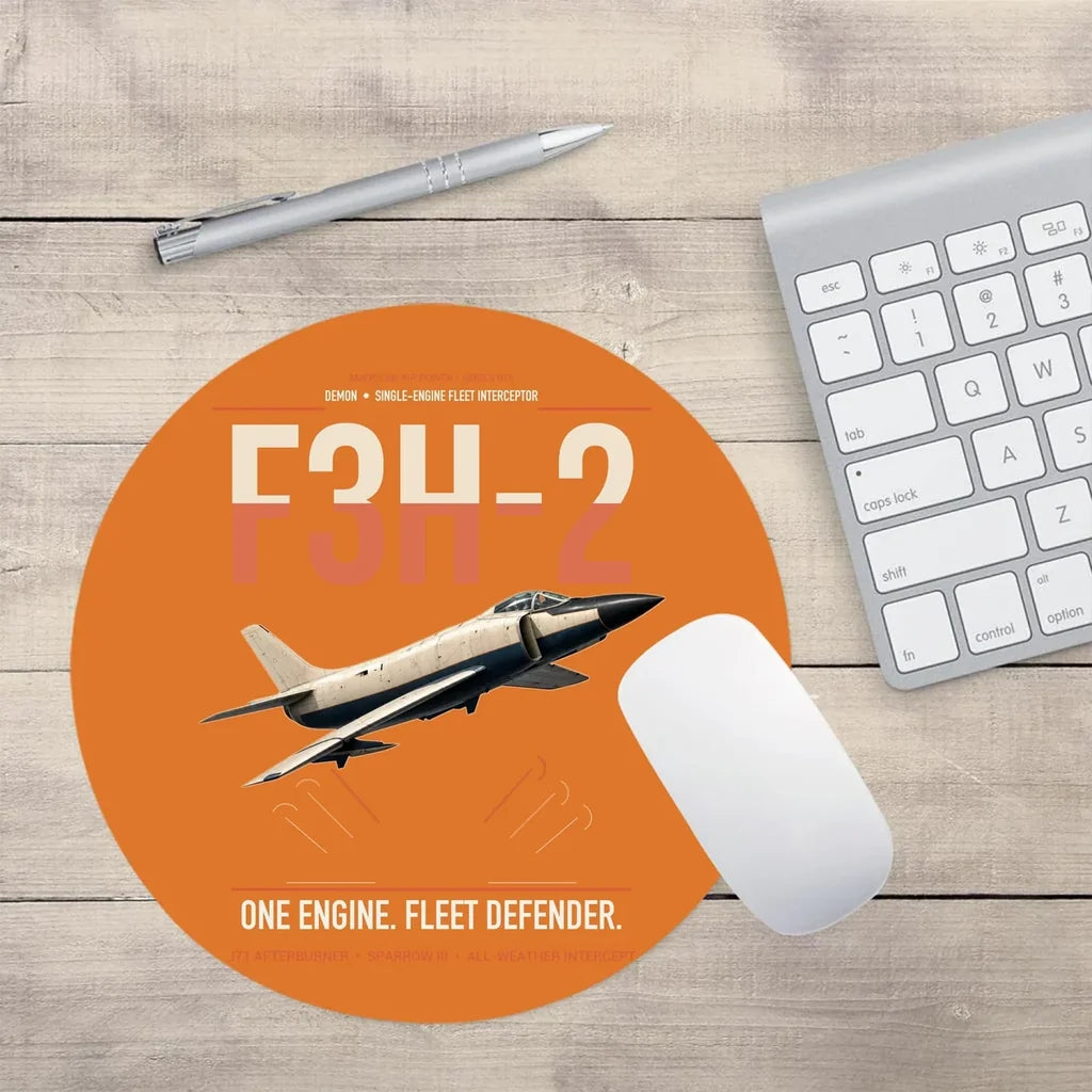 F3H-2 Demon design on orange round mouse pad