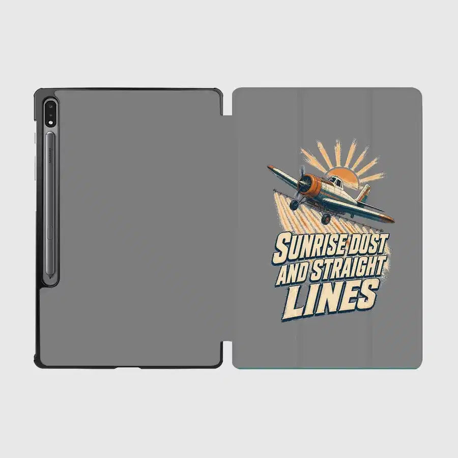 Sunrise Dust And Straight Lines design on gray samsung tablet tablet case