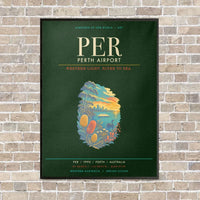 Thumbnail for Perth Airport PER - Canvas Framed - Dark Green