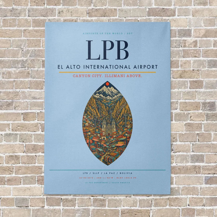 El Alto International Airport LPB - Canvas No Frame - Light Blue