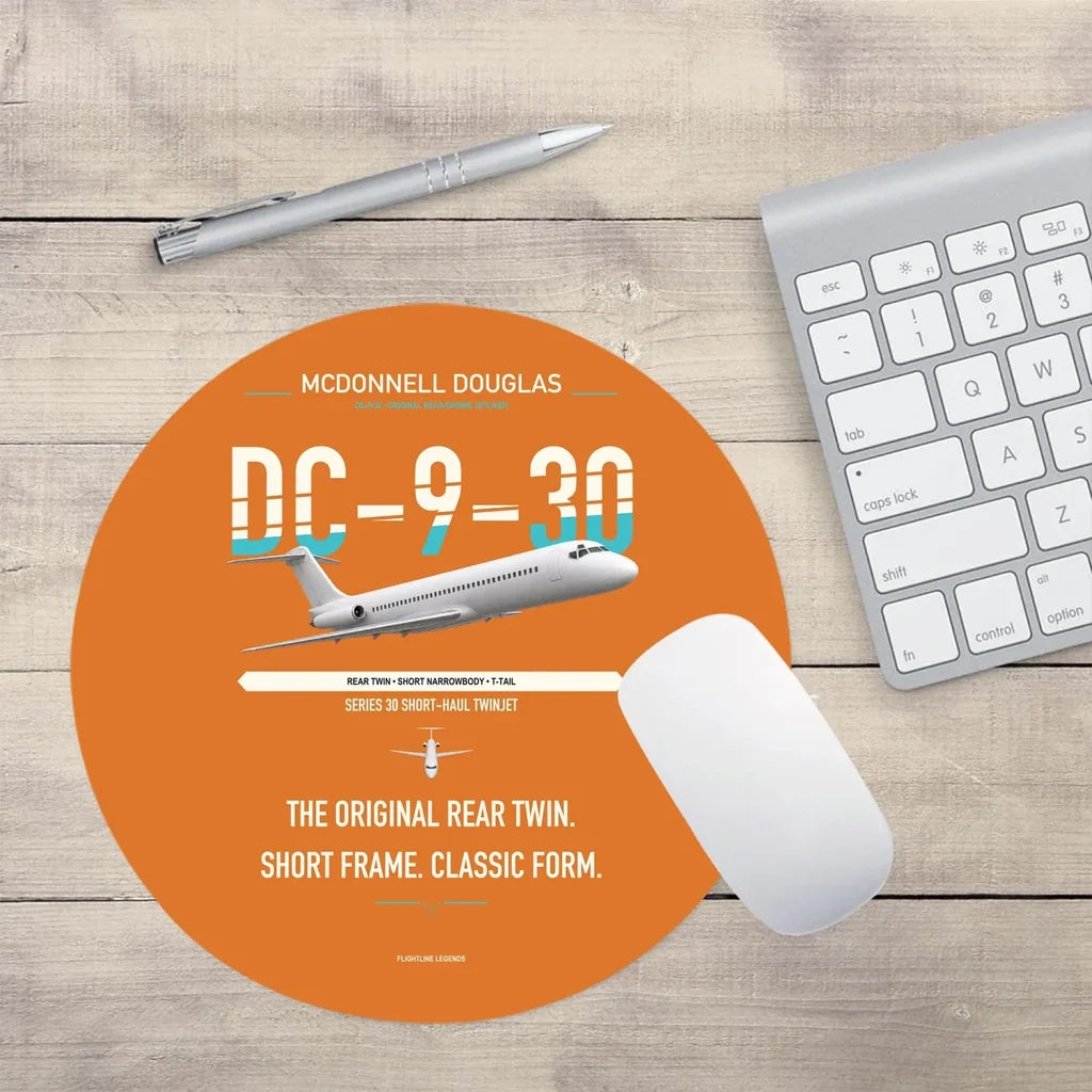 McDonnell Douglas DC-9-30 design on orange round mouse pad