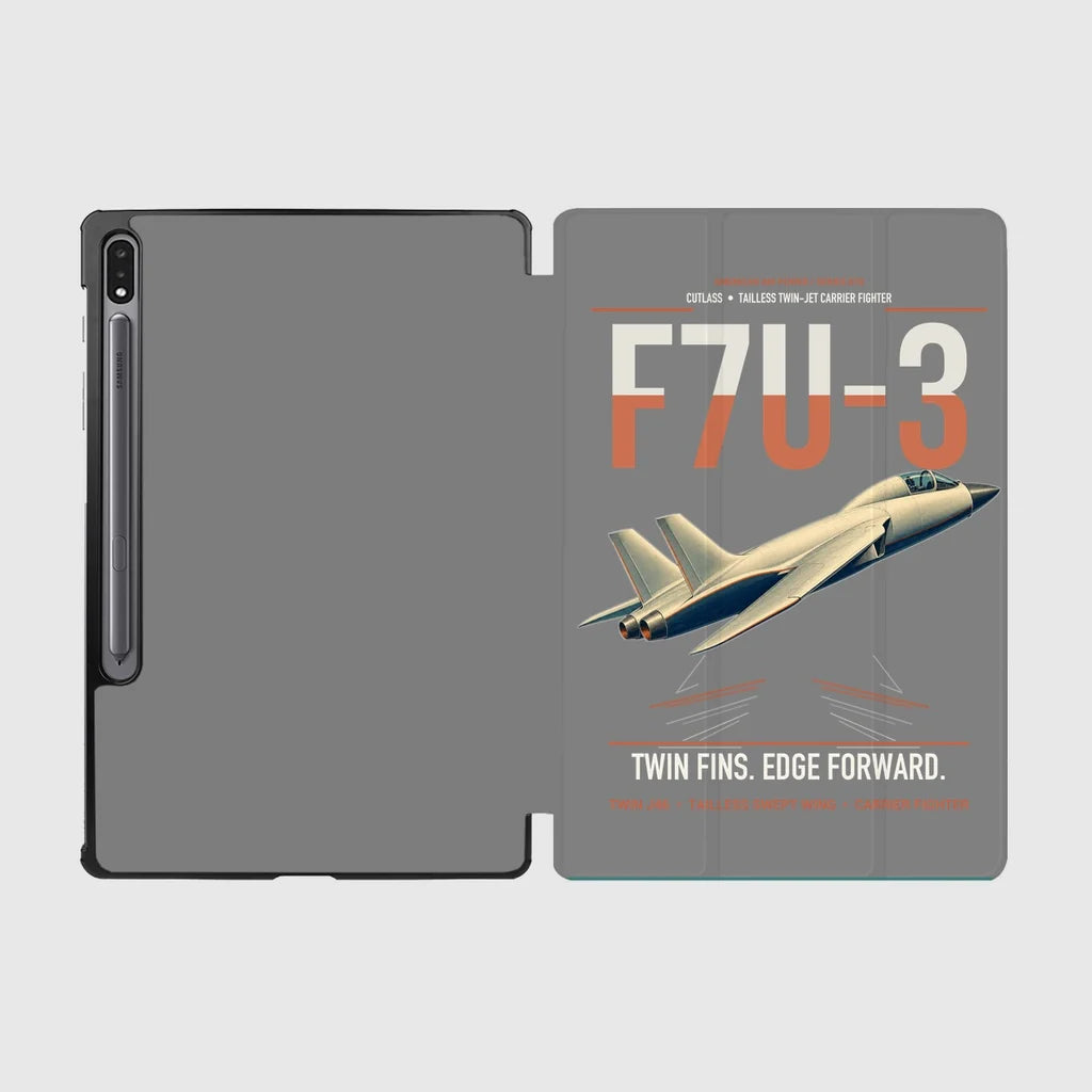 F7U-3 Cutlass design on gray samsung tablet tablet case