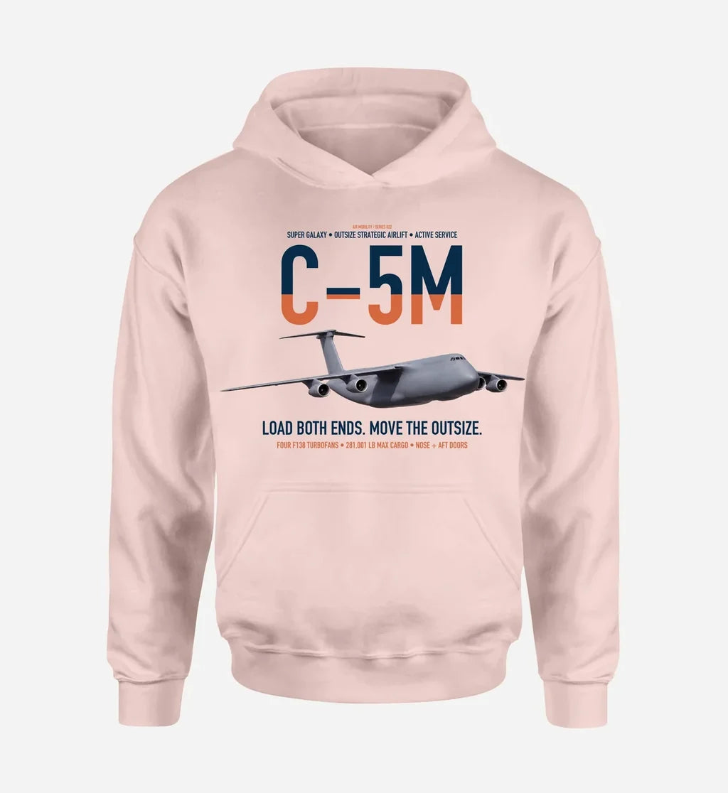 C-5M Super Galaxy design on pink double-side hoodie, single-side print