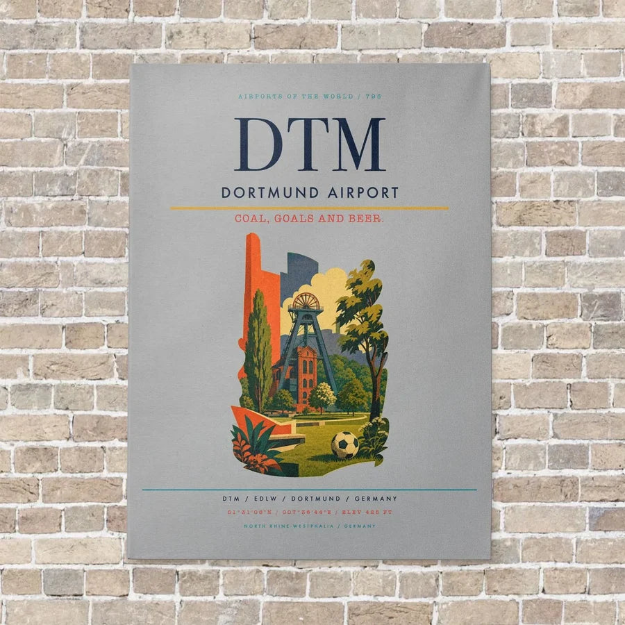 Dortmund Airport DTM vertical canvas print - no frame - light gray background