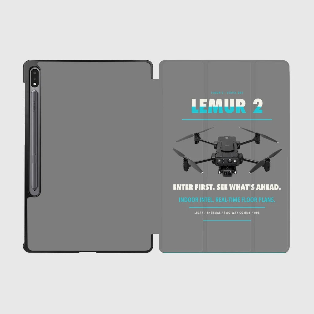 BRINC LEMUR 2 design on gray samsung tablet tablet case