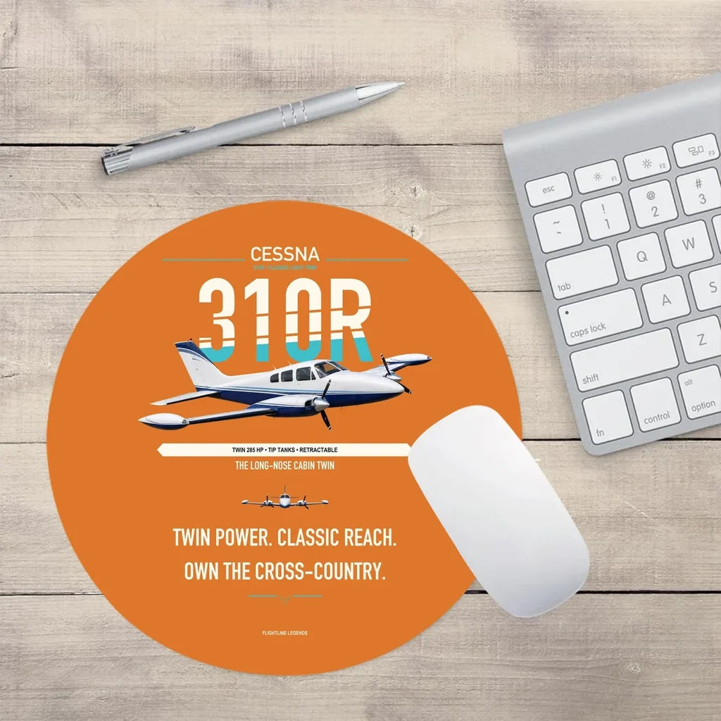Cessna 310R design on orange round mouse pad