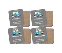 Thumbnail for Beechcraft Bonanza G36 design on gray 4 pieces set coaster