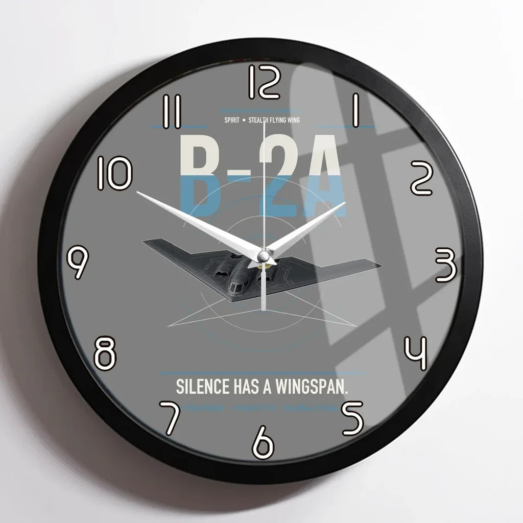 B-2A Spirit design on gray framed wall clock