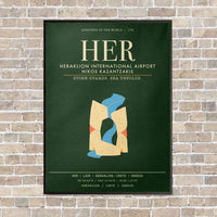 Thumbnail for Heraklion International Airport Nikos Kazantzakis HER - Canvas Framed - Dark Green