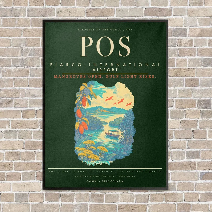 Piarco International Airport POS - Canvas Framed - Dark Green