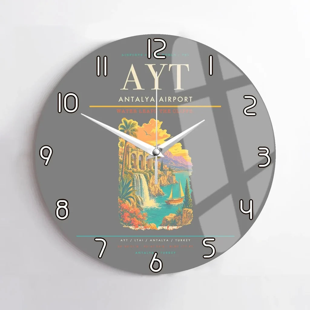 Antalya Airport AYT Wall-Clock No-Frame - Gray