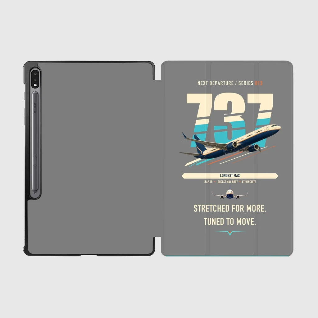Boeing 737 MAX 10 design on gray samsung tablet tablet case