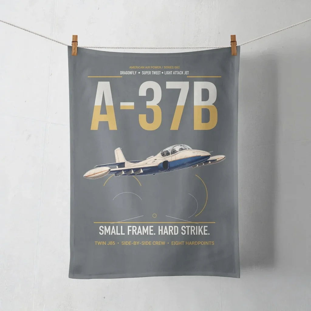 A-37B Dragonfly design on gray towel