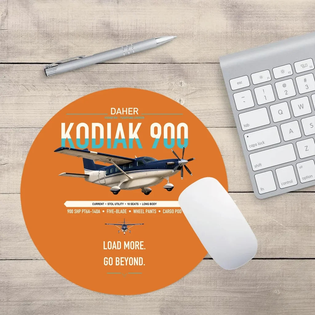 Daher Kodiak 900 design on orange round mouse pad