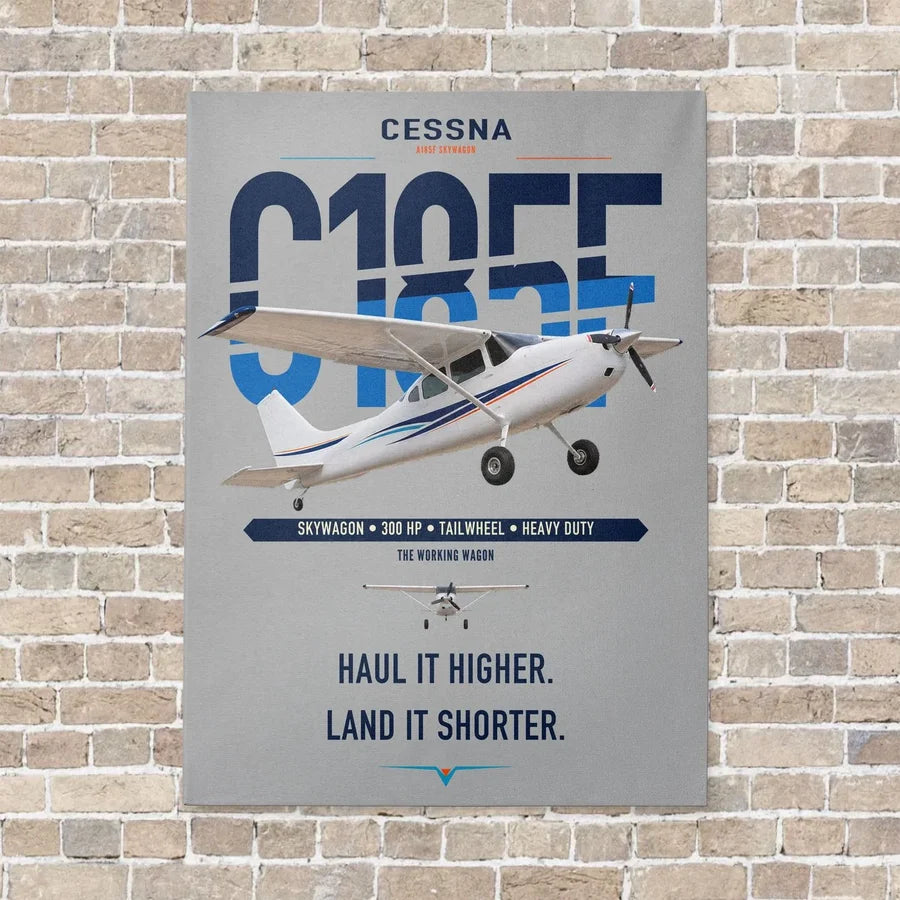 Cessna A185F Skywagon vertical canvas print - no frame - light gray background