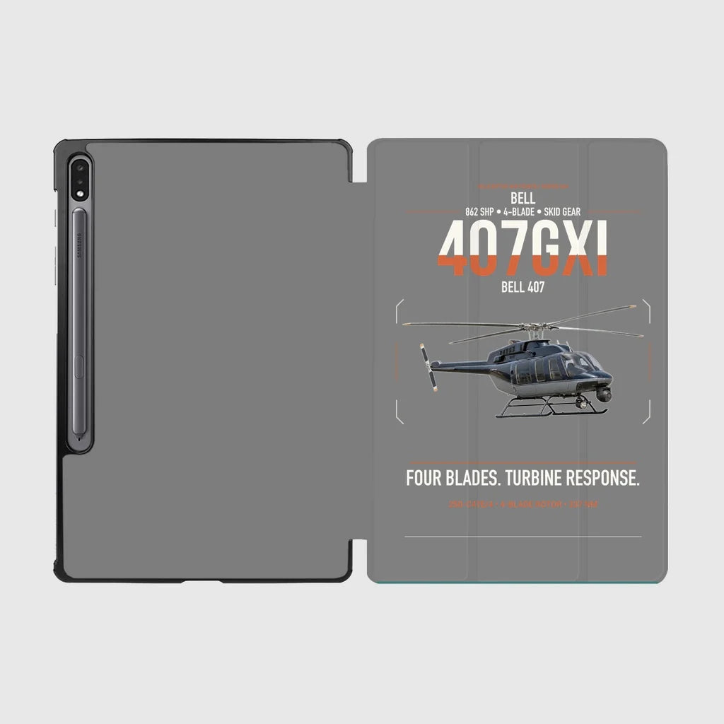 Bell 407GXi design on gray samsung tablet tablet case