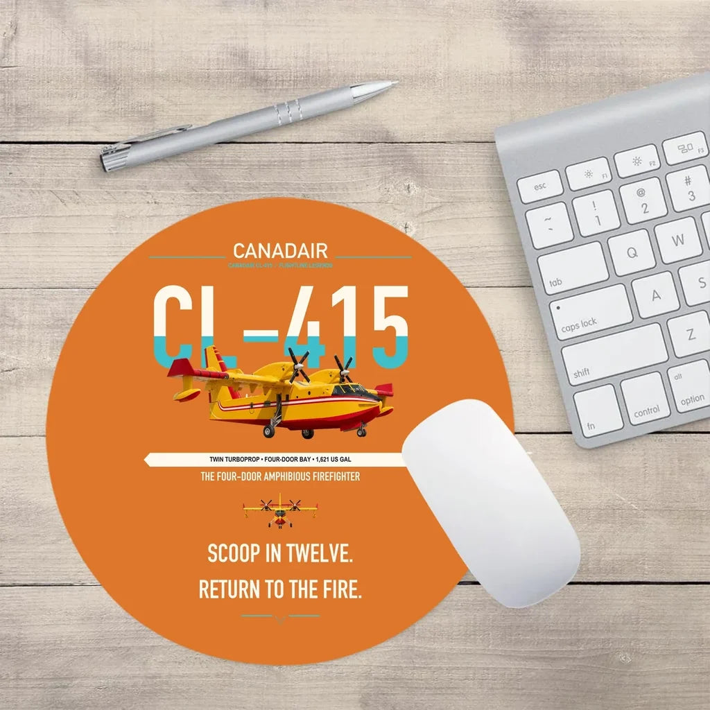 Canadair CL-415 design on orange round mouse pad