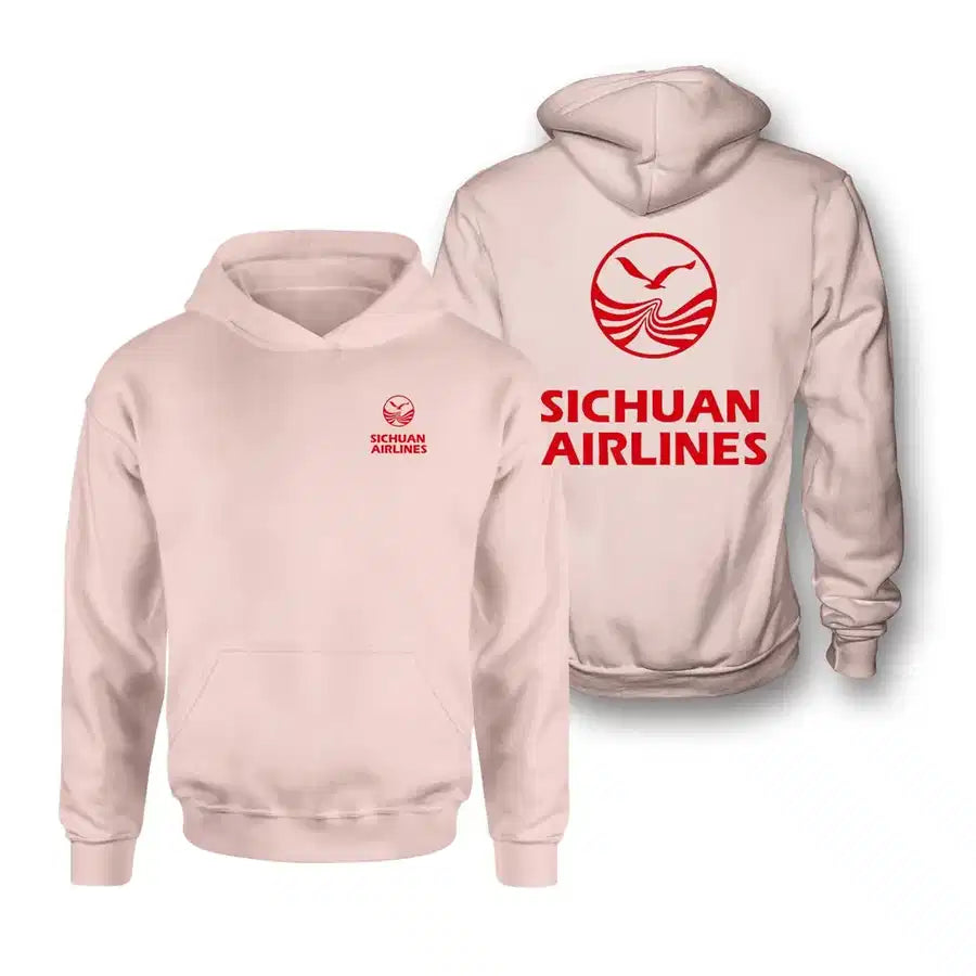 Sichuan Airlines logo on pink double side hoodie