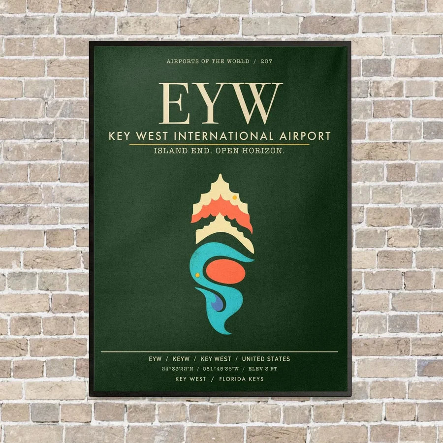 Key West International Airport EYW - Canvas Framed - Dark Green