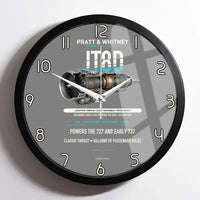 Thumbnail for JT8D design on gray framed wall clock