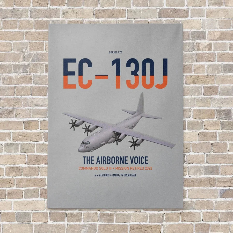 EC-130J Commando Solo III vertical canvas print - no frame - light gray background