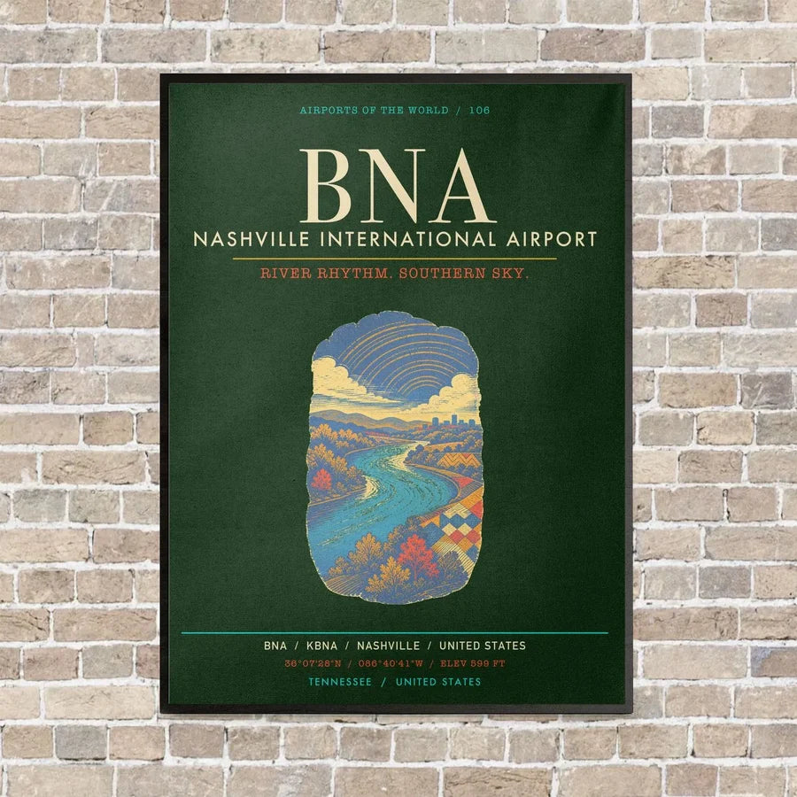 Nashville International Airport BNA - Canvas Framed - Dark Green