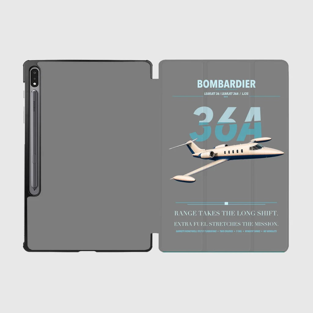 Bombardier Learjet 36A design on gray samsung tablet tablet case
