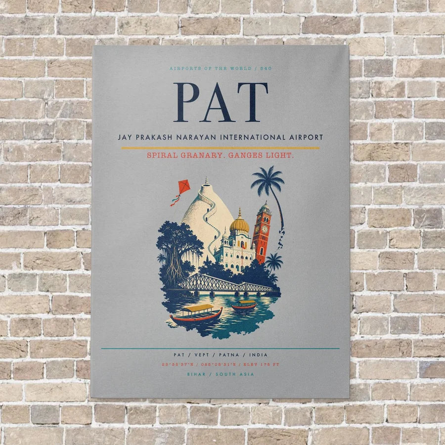 Jay Prakash Narayan International Airport PAT vertical canvas print - no frame - light gray background