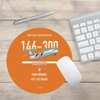 Thumbnail for BAe 146-300 design on orange round mouse pad