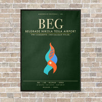 Thumbnail for Belgrade Nikola Tesla Airport BEG - Canvas Framed - Dark Green