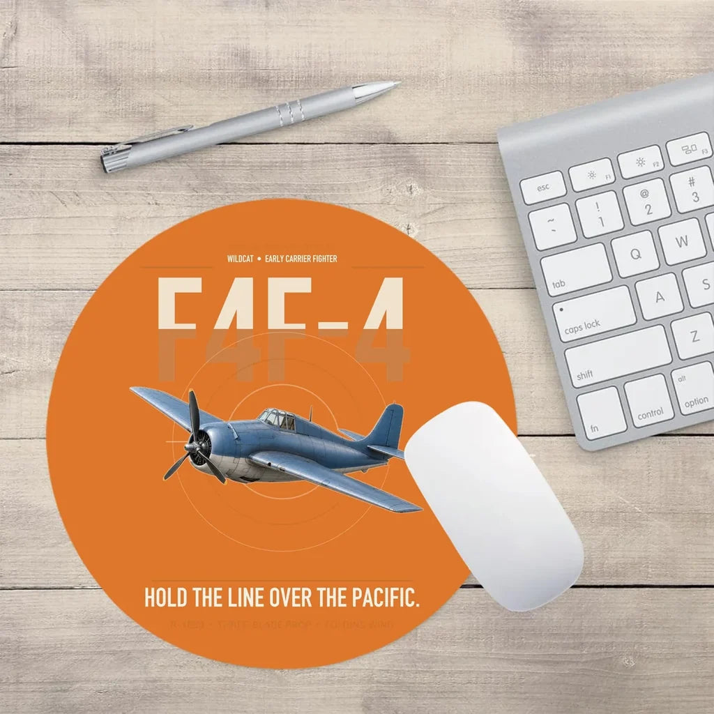 F4F-4 Wildcat design on orange round mouse pad