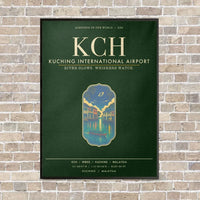 Thumbnail for Kuching International Airport KCH - Canvas Framed - Dark Green