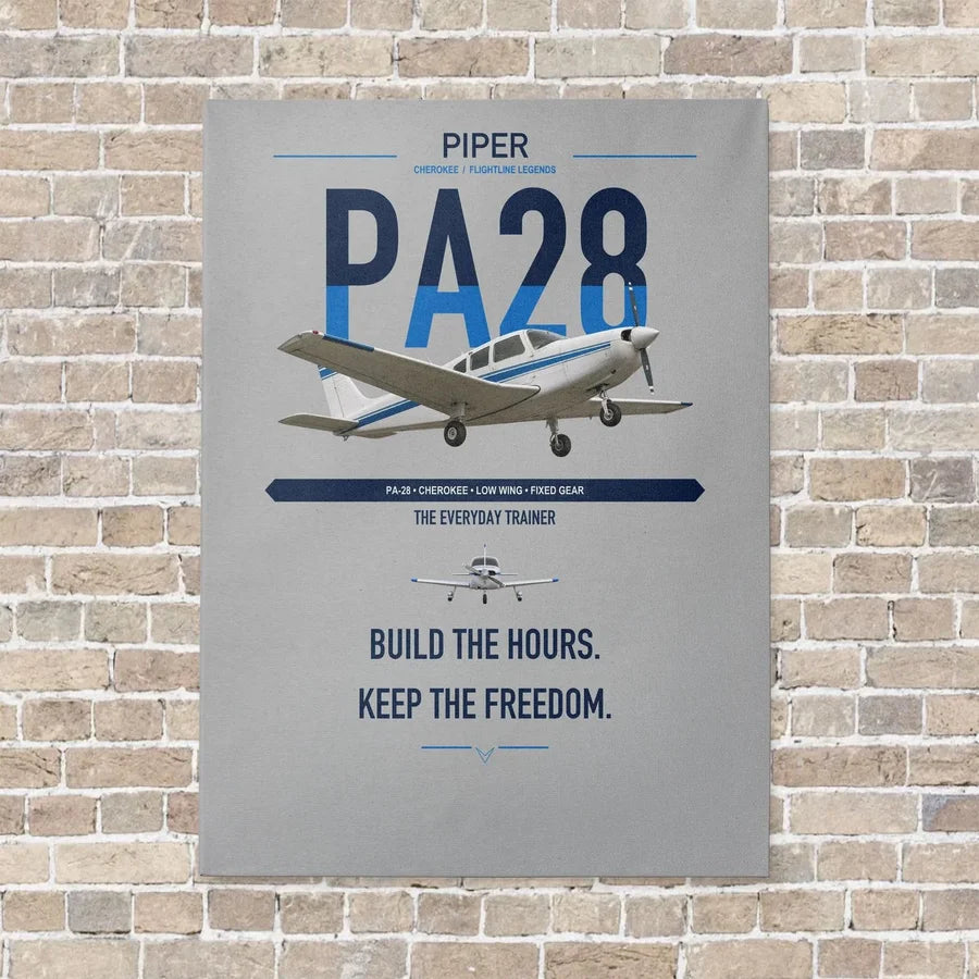 Piper PA-28 Cherokee vertical canvas print - no frame - light gray background