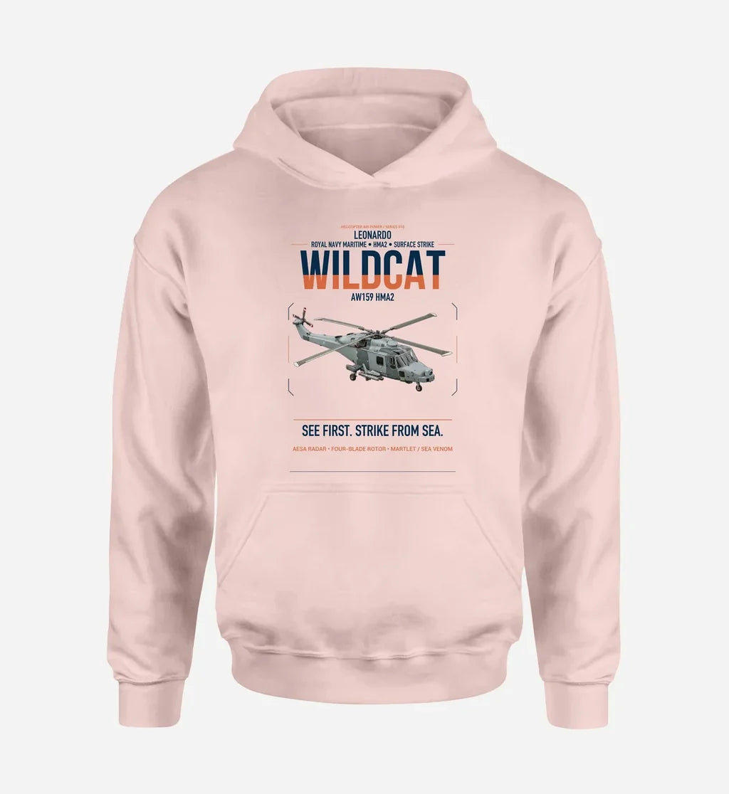 Leonardo AW159 Wildcat HMA2 design on pink double-side hoodie, single-side print