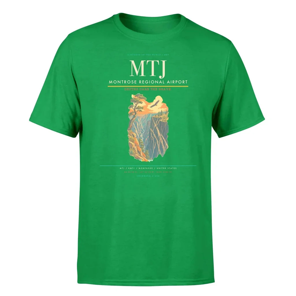 Montrose Regional Airport (MTJ) T-Shirt single-side front print in Green | montrose-regional-airport-mtj-double-side-t-shirt