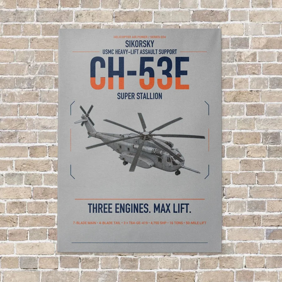 Sikorsky CH-53E Super Stallion vertical canvas print - no frame - light gray background
