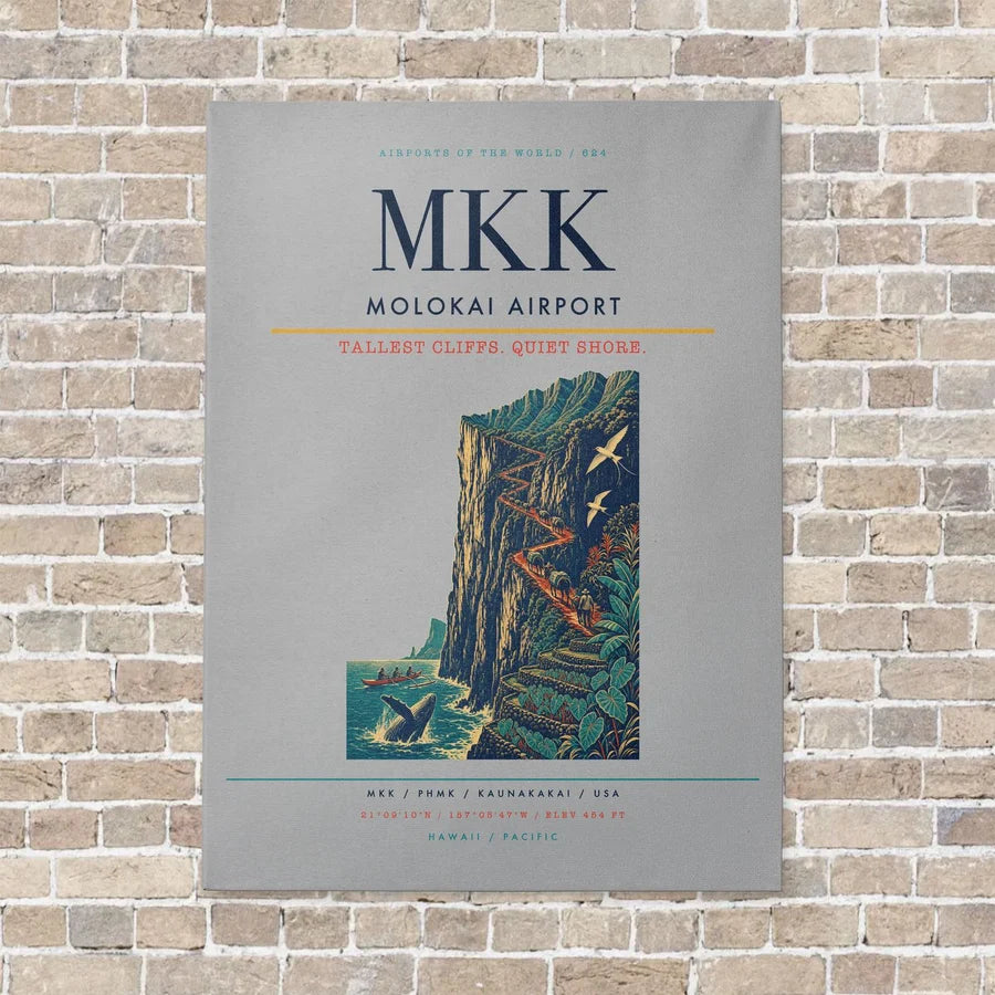 Molokai Airport MKK vertical canvas print - no frame - light gray background