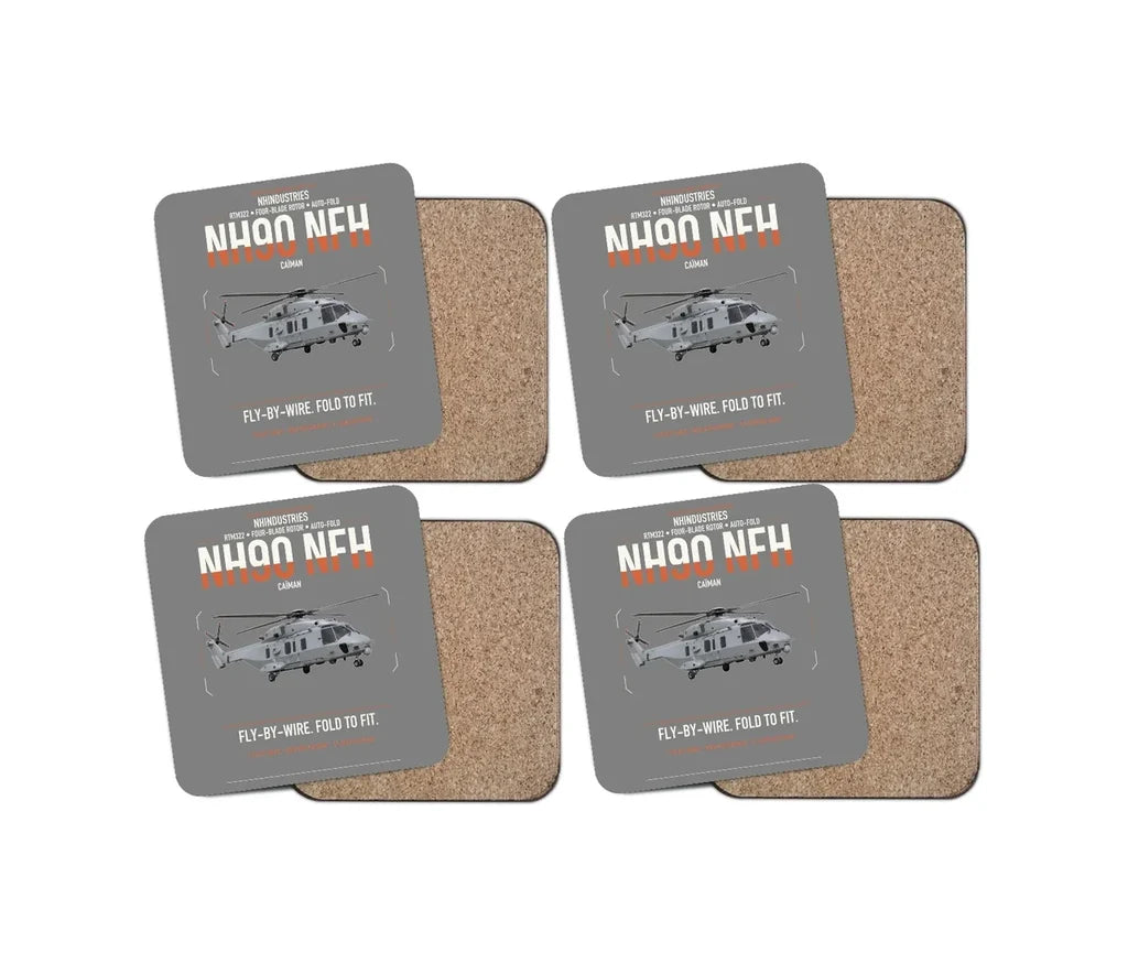 NHIndustries NH90 NFH Caïman design on gray 4 pieces set coaster