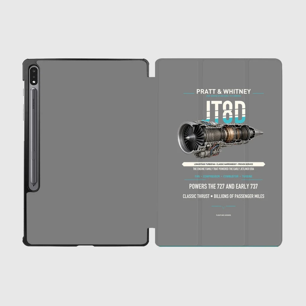 JT8D design on gray samsung tablet tablet case