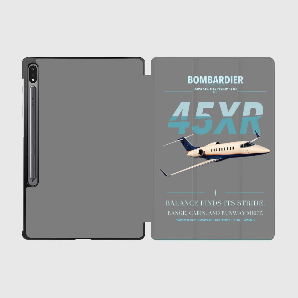 Bombardier Learjet 45XR design on gray samsung tablet tablet case