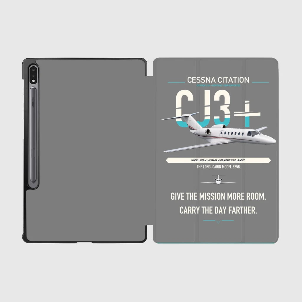 Cessna Citation CJ3+ design on gray samsung tablet tablet case
