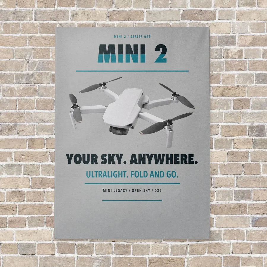 DJI Mini 2 vertical canvas print - no frame - light gray background