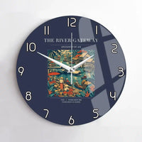 Thumbnail for VINTAGE G4066 - The River Gateway - Designed Wall Clocks design on navyblue no-frame