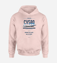 Thumbnail for Convair 580 design on pink hoodie single side